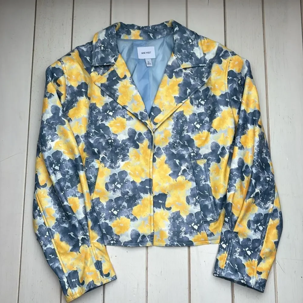 Cropped Floral Yellow and Blue Trench - Picture 11 of 13
